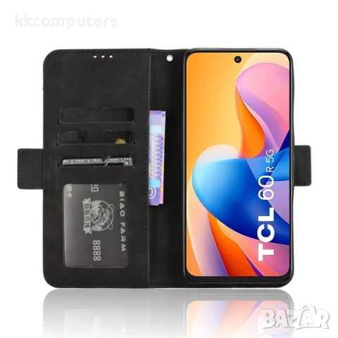 Калъф-портфейл за TCL 60R 5G, Кожен PU- 3 слотa за карти, Магнитно затваряне, вкл. Протектор, 5 Цвят, снимка 6 - Калъфи, кейсове - 52937893