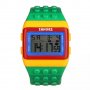 Нов Часовник с каишка наподобяваща блокчета на конструктор Лего Lego цветен дъга цветове хронометър, снимка 16