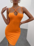 Дамска оранжева рокля , снимка 1 - Рокли - 44880444