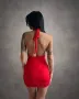 Червена къса стилна дамска рокля , снимка 2