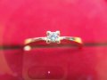 Златен пръстен с диамант, снимка 1 - Пръстени - 26545835