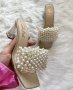 Чехли на ток - бежови с перли - KP60, снимка 2