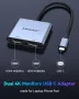 USB C към HDMI адаптер, HDMI сплитер за два монитора, 2-IN-1, снимка 2