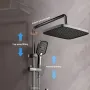Сива Душ система със стенен термостатен смесител тип пиано 4 функции Сив, снимка 2