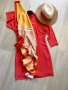 Страхотна рокля в цвят корал Aaiko & подарък нов шал Alba moda, снимка 10