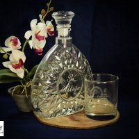 Персонализирана стъклена гарафа + Стъклена чаша за уиски , снимка 3 - Други стоки за дома - 39633116