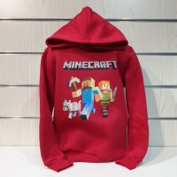 Нов детски суичър с дигитален печат MINECRAFT (Майнкрафт) в червен цвят, снимка 9 - Детски анцузи и суичери - 39094856