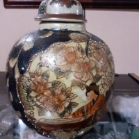 Сатцума Satsuma стара ваза буркан порцелан маркиран, снимка 2 - Антикварни и старинни предмети - 43170975