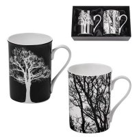 Комплект от 2 чаши Дърво за кафе и чай Костен порцелан , снимка 1 - Чаши - 38406402