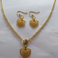 Подаръчен комплект "Сърце" в цвят антично злато. Перфектният подарък !, снимка 2 - Бижутерийни комплекти - 27367331