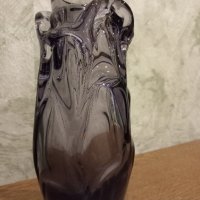 стъклена ваза лилаво стъкло, снимка 3 - Вази - 43554741