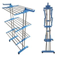 Сгъваем сушилник за дрехи на колелца – практична стойка за сушене на пране, снимка 2 - Сушилни - 43991291