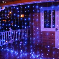 Сини Светещи завеси тип Водопад с Коледни лампички 3 х 2м, снимка 3 - Лампиони - 43189836