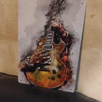 Gibson Les Paul акварел-метална табела(плакет), снимка 2 - Китари - 43070002