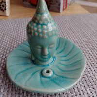 керамичен тюркоазен свещник за арома пръчици Буда от Тайланд, снимка 4 - Други - 39289029