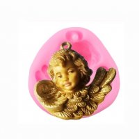 Глава на дете ангел в крило силиконов молд за украса декор торта фондан шоколад гипс , снимка 1 - Форми - 27972304