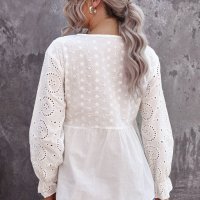 Дамска памучна блуза с дълъг ръкав в бяло, снимка 5 - Блузи с дълъг ръкав и пуловери - 39881436