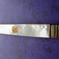 Стар сребърен нож със седефена дръжка, снимка 4 - Антикварни и старинни предмети - 28012840