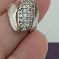 Красив сребърен пръстен обсипан с камъни Буква АБ, снимка 1 - Пръстени - 43943940