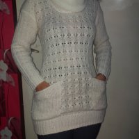 Бял дълъг пуловер поло, снимка 4 - Блузи с дълъг ръкав и пуловери - 40026905