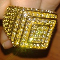 Мъжки пръстен в злато и диаманти Скуеър, снимка 1 - Пръстени - 43094692