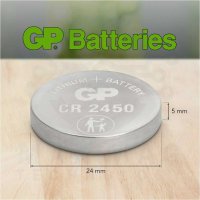 GP Бутонна батерия CR2450 Lithium 3 V (5 бр.) CR 2450, снимка 3 - Друга електроника - 43063731