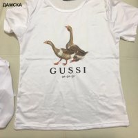 Parody! Забавна тениска GUCCI Goose принт Дамски и мъжки, снимка 3 - Тениски - 28245244