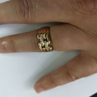 Златен пръстен с циркони 08, снимка 9 - Пръстени - 26784593