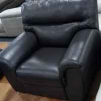 Черен кожен фотьойл с електрически релаксиращ механизъм, снимка 4 - Дивани и мека мебел - 40621389