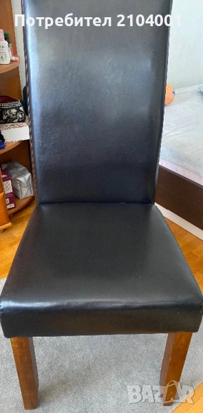 Трапезен стол BAKKELY кожен тъмнокафяв 4 броя, снимка 1