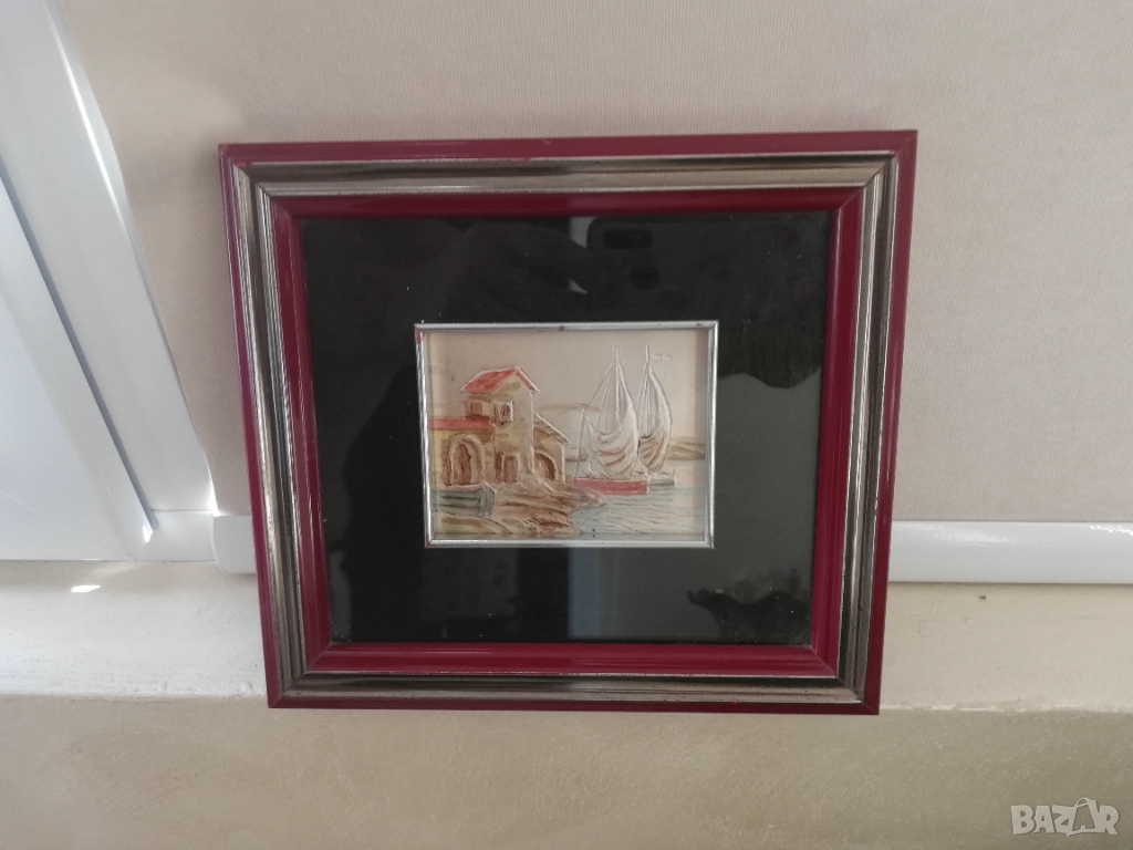 малка сребърна картина от Италия , снимка 1