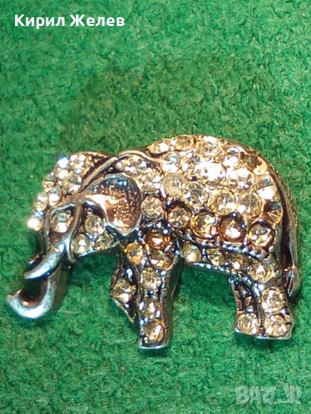 СТАРО СКЪПОЦЕННО СРЕБЪРНО СЛОНЧЕ СРЕБРО 925 ВИНТИДЖ ФИГУРАЛНА АРТ БРОШКА с КРИСТАЛЧЕТА 29159, снимка 1