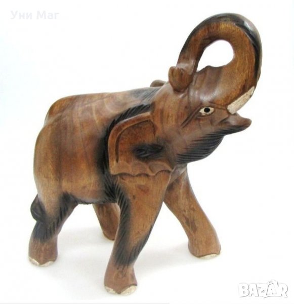 Фигура на слон от масивно дърво, ръчна изработка, подарък сувенир декорация, снимка 1