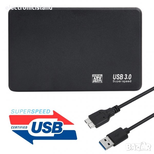 Външна Кутия USB 3.0 за 2.5 инчов харддиск SATA HDD SSD адаптер 2 TB, снимка 1