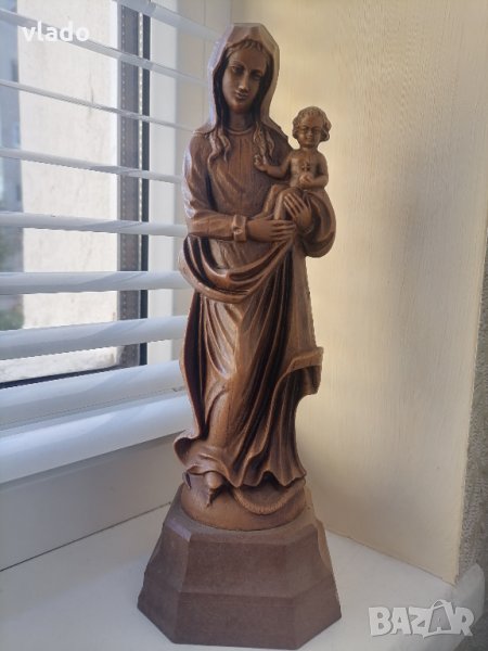 Дървена скулптура на Дева Мария с Младенеца Иисус - ПРОМО, снимка 1
