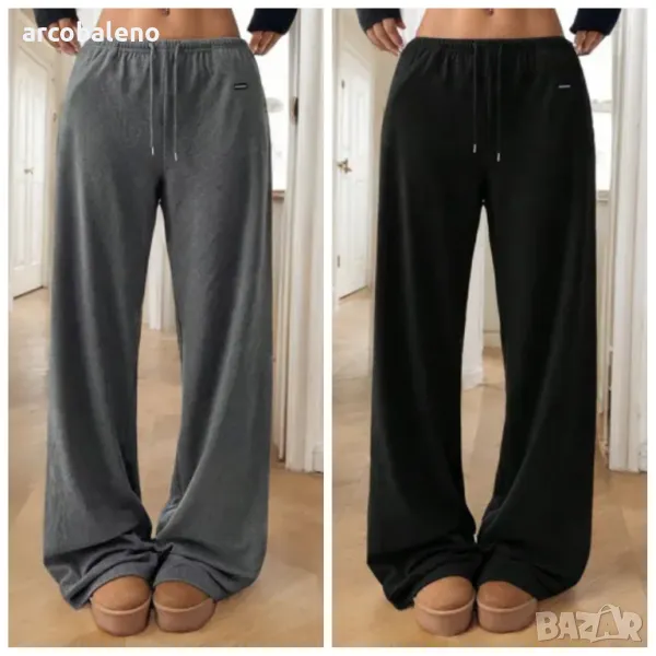 Ежедневни дамски свободни панталони с шнур и ластик, 2цвята, снимка 1