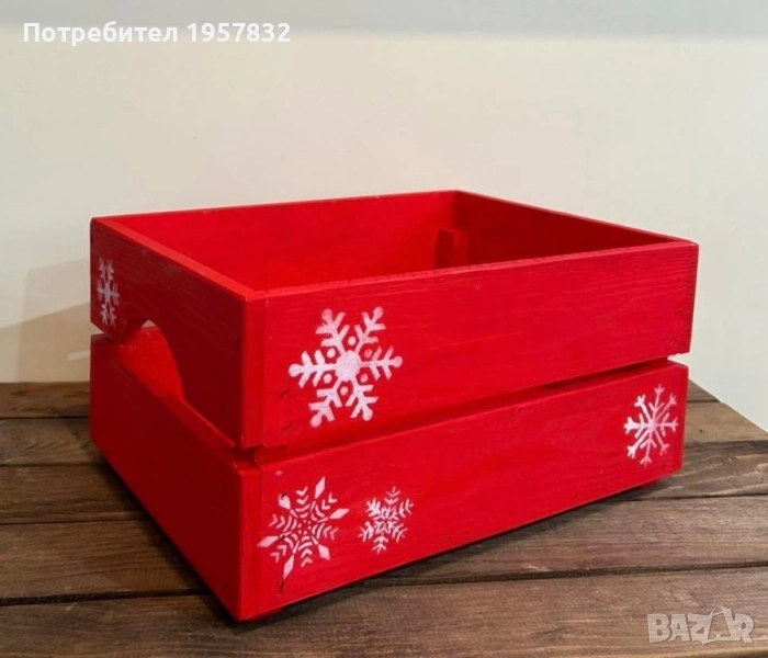 Коледна дървена кутия – идеална за подаръци и декорация, снимка 1