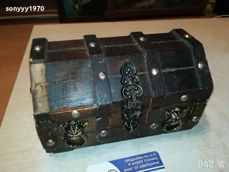 ДЪРВЕНА КУТИЯ КОВЧЕЖЕ С ОБКОВ ВНОС ФРАНЦИЯ 0201241922, снимка 1