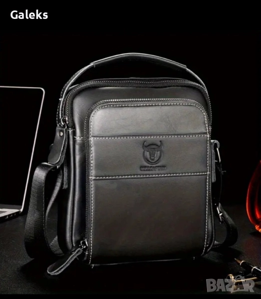 Универсална и Стилна бизнес чанта Bullcaptain* / Черна естествена кожа!, снимка 1