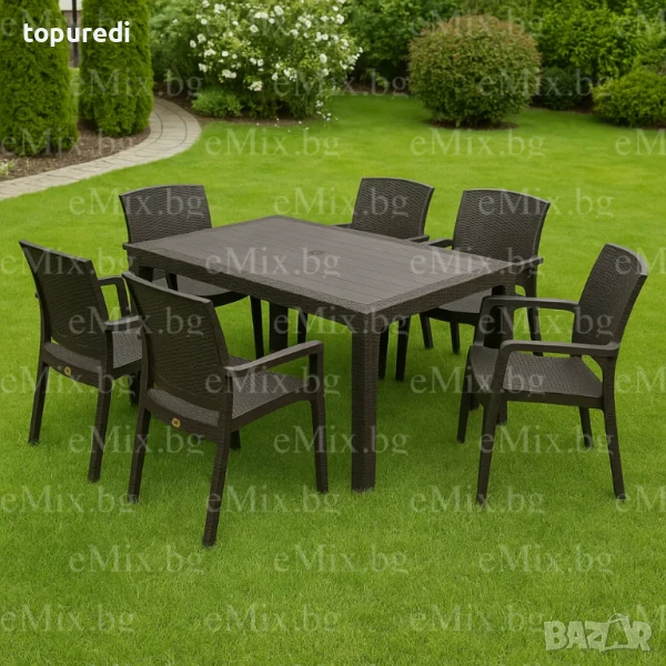 ГРАДИНСКИ КОМПЛЕКТ С МАСА И ШЕСТ СТОЛА, снимка 1