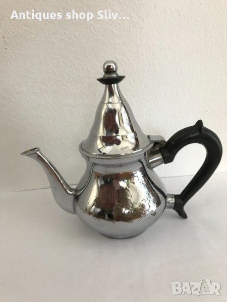 Винтидж бронзов никелиран чайник №0409, снимка 1