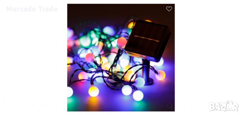60бр. LED крушки, топки със светлинен сензор, 2 функции, 6,5м, Цветни , снимка 1