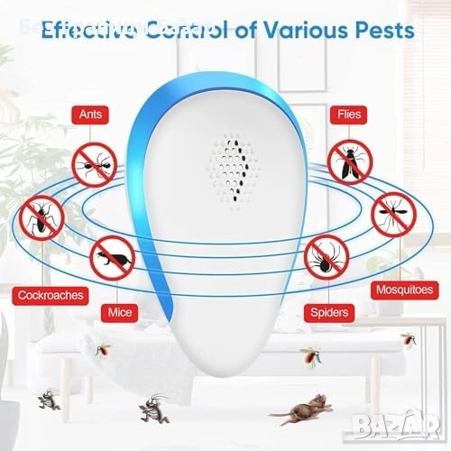 Нов комплект 4 броя Ултразвуков уред против мишки и насекоми за дом , снимка 1