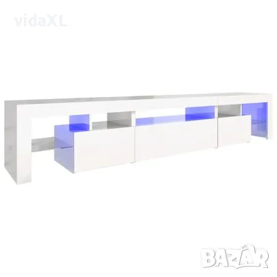 vidaXL ТВ шкаф с LED осветление, бял гланц, 215x36,5x40 см（SKU:3152798）, снимка 1