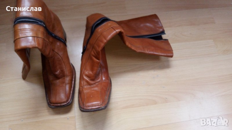 Италиански Кожени Дамски Ботуши, снимка 1