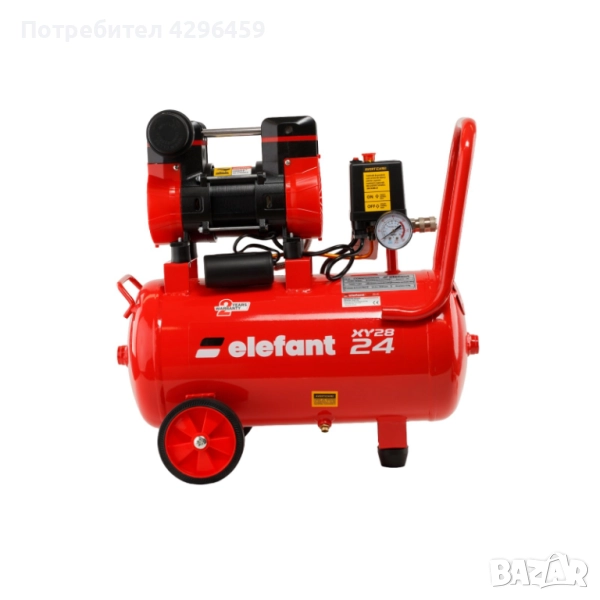 Компресор за въздух, Безмаслен, 24л, 8 bar, 1.2 к.с., Elefant XY2824, снимка 1