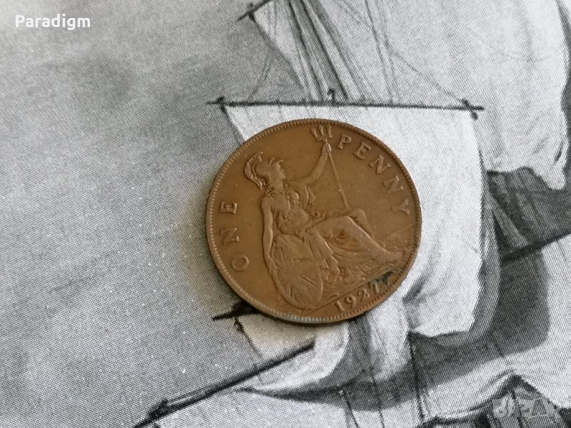 Монета - Великобритания - 1 пени | 1927г., снимка 1