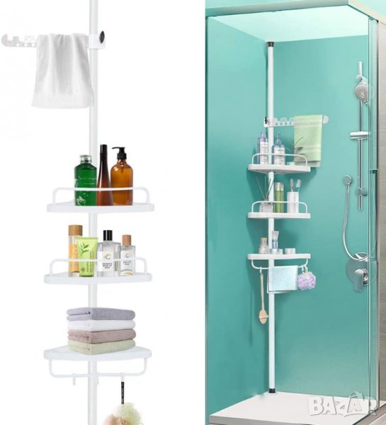 KINLO Телескопичен душ рафт Телескопичен ъглов рафт от неръждаема стомана, снимка 1