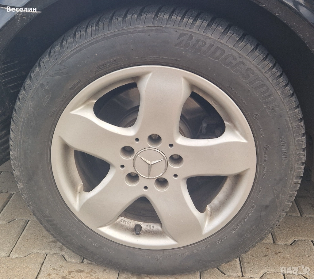 Гуми с джанти R16 Bridgestone 225/55/16 за Мерцедес , снимка 1