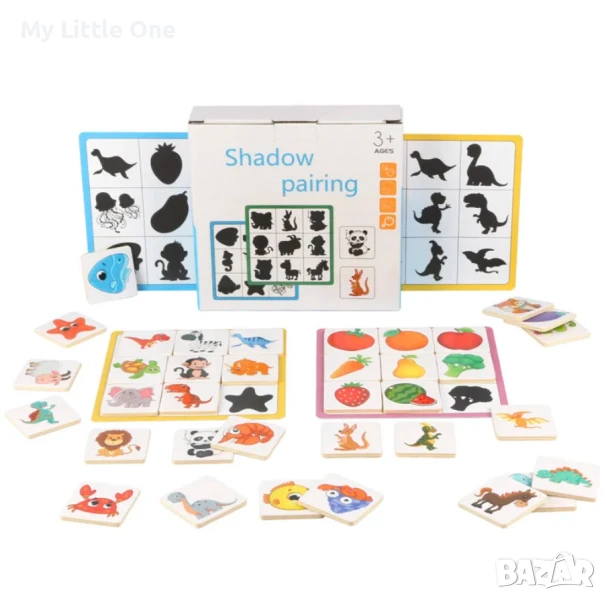 Дървена игра за памет и асоциации - съвпадение на сенки, снимка 1